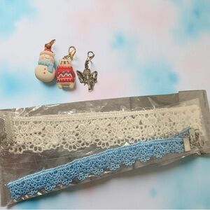 Charming Lace chokers (White and Blue) with Christmas charms .